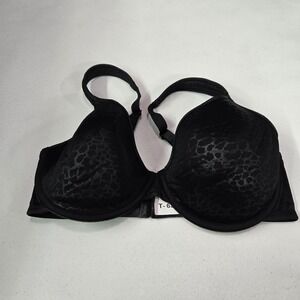 Natori Women Bra 34DD Black Floral Black Adjustable Straps Lightly Lined